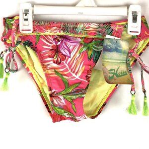 Hobie, Women’s Side Tie Hipster Bikini Bottom Pink Floral, Size Extra Small